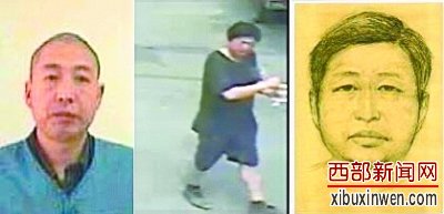 陈建明2001年服刑时的照片、近期视频截图和模拟画像。